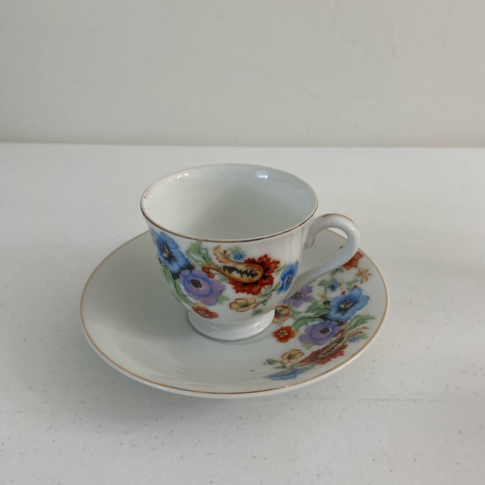 Floral Porcelain Teacup and Saucer Set